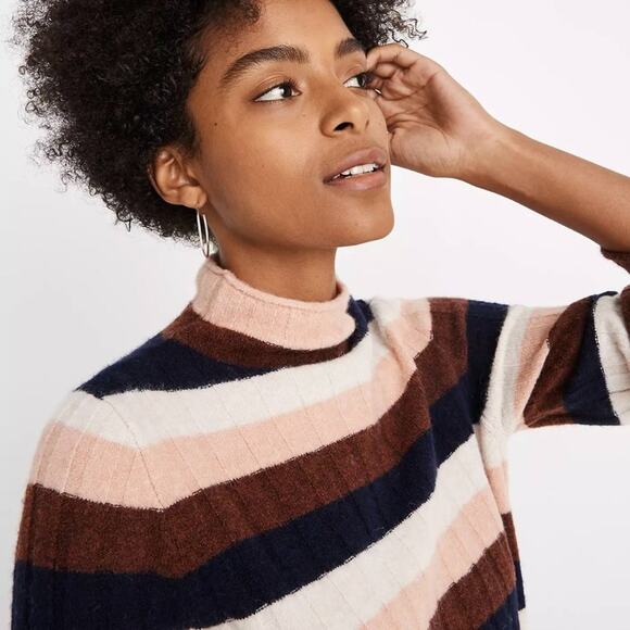 Madewell Wool & Alpaca Striped Evercrest Turtleneck Sweater Coziest Yarn Size XS - Picture 1 of 12